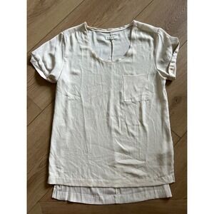 Rag Bone NEW YORK Cream Silk Pocket Short Sleeve Top Size S